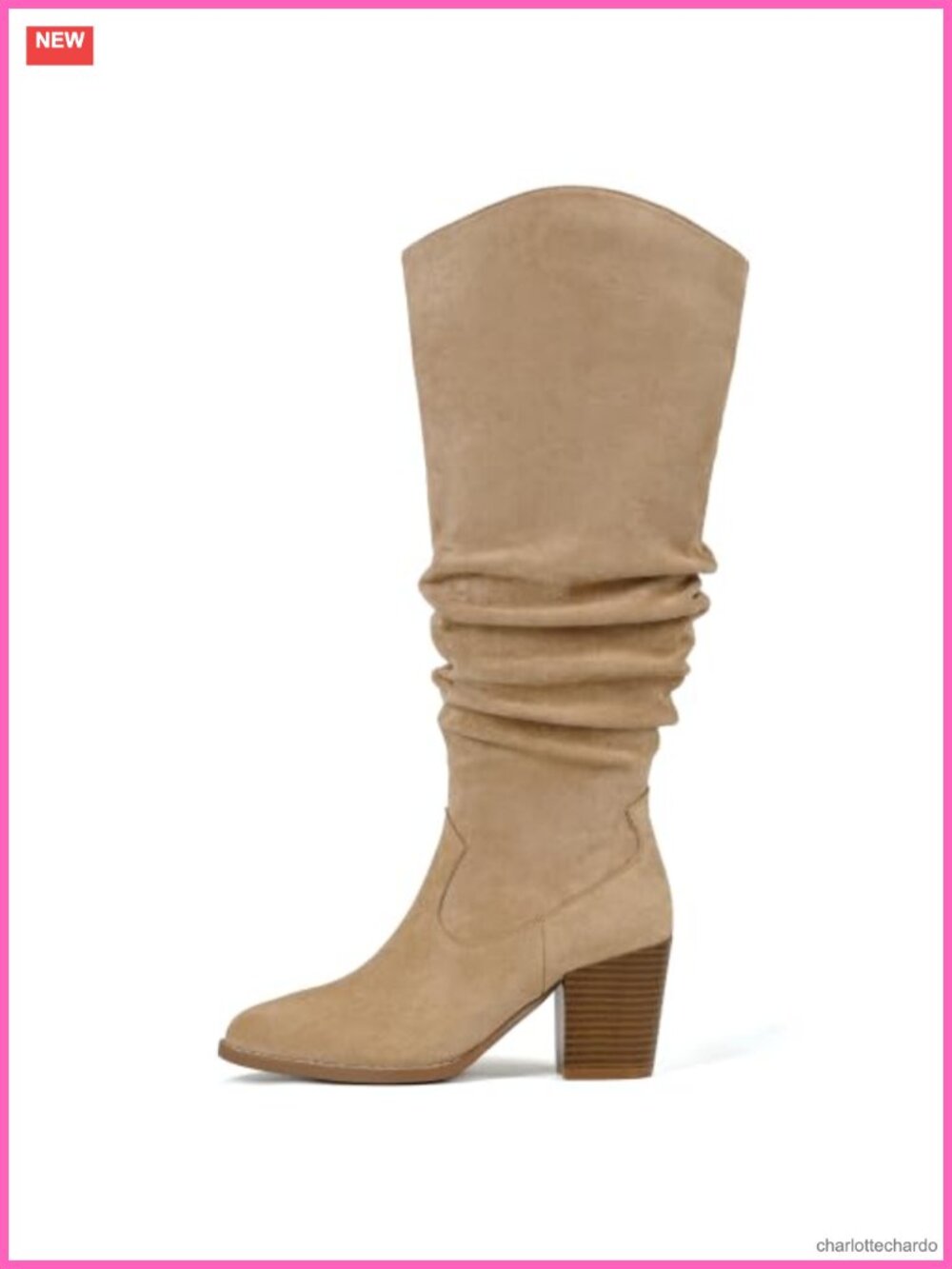 Women's Faux Suede Knee High Slouch Boots Chunky Heel Pointed Toe Zip